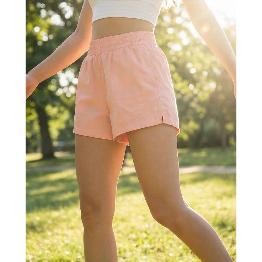 Abercrombie & Fitch L Pink Smocked Waist Pull On Shorts Cotton Blend NWOT